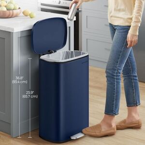 SONGMICS Large Steel Kitchen Pedal Bin Waste Bin with Inner Bucket in Midnight Midnight SONGMICS Large Steel Kitchen Pedal Bin Waste Bin with Inner Bucket in Midnight Midnight