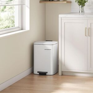 SONGMICS Medium Steel Pedal Bin with Inner Bucket Waste Bin in White White SONGMICS Medium Steel Pedal Bin with Inner Bucket Waste Bin in White White