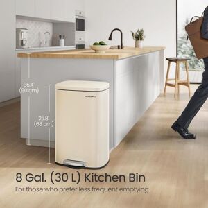 SONGMICS Large Steel Kitchen Pedal Bin Waste Bin with Inner Bucket in Light Sand Light Sand SONGMICS Large Steel Kitchen Pedal Bin Waste Bin with Inner Bucket in Light Sand Light Sand