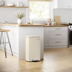 SONGMICS Medium Kitchen Bin Steel Trash Can with Inner Bucket in Light Sand Light Sand SONGMICS Medium Kitchen Bin Steel Trash Can with Inner Bucket in Light Sand Light Sand