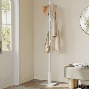 VASAGLE Premium Wood Hall Stand Multi Hook Coat Tree Adjustable Height in Off-White Off-White VASAGLE Premium Wood Hall Stand Multi Hook Coat Tree Adjustable Height in Off-White Off-White