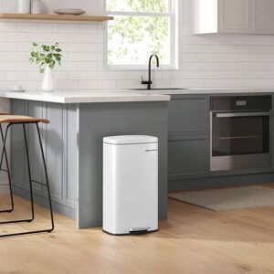 SONGMICS Medium Kitchen Bin Steel Trash Can with Inner Bucket in White White SONGMICS Medium Kitchen Bin Steel Trash Can with Inner Bucket in White White