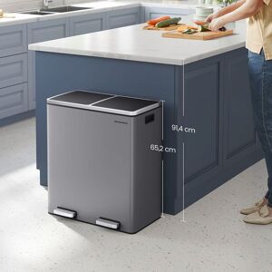 SONGMICS Dual Recycling Bin with Pedal Multi Compartments Trash Can in Grey Grey SONGMICS Dual Recycling Bin with Pedal Multi Compartments Trash Can in Grey Grey