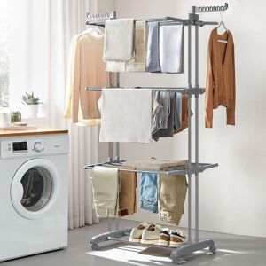 SONGMICS Jumbo 4-Tier Clothes Airer Foldable Steel Easy Assembly Indoor in Grey Grey SONGMICS Jumbo 4-Tier Clothes Airer Foldable Steel Easy Assembly Indoor in Grey Grey