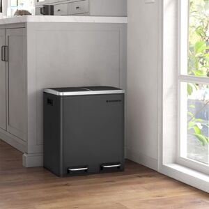 SONGMICS Double Kitchen Bin Small Recycling Waste Pedal Soft Close Steel in Black Black SONGMICS Double Kitchen Bin Small Recycling Waste Pedal Soft Close Steel in Black Black