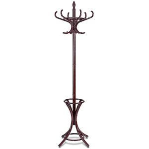 Costway Floor Standing Coat Jacket Stand Solid Wood Hanger with Umbrella Rack in Dark Brown Dark Brown Costway Floor Standing Coat Jacket Stand Solid Wood Hanger with Umbrella Rack in Dark Brown Dark Brown