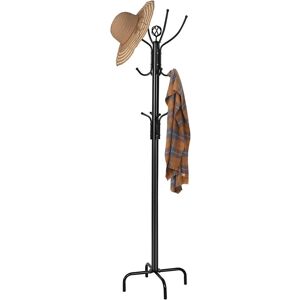 Costway Metal Coat Rack 12 Hooks Freestanding Clothes Hat Hanger Stand Home Office in Black Black Costway Metal Coat Rack 12 Hooks Freestanding Clothes Hat Hanger Stand Home Office in Black Black