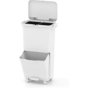 Costway Trash Can Garbage Can with 2 Removable Bins in White White Costway Trash Can Garbage Can with 2 Removable Bins in White White