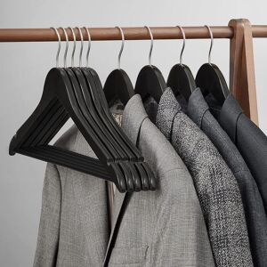 SONGMICS Set of 20 Wooden Hangers with Shoulder Notches & Bar in Black Black SONGMICS Set of 20 Wooden Hangers with Shoulder Notches & Bar in Black Black