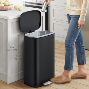 SONGMICS Large Steel Kitchen Pedal Bin Waste Bin with Inner Bucket in Black Black SONGMICS Large Steel Kitchen Pedal Bin Waste Bin with Inner Bucket in Black Black