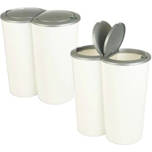EONLION White Grey Circular Double Recycling Waste Duo Bin Plastic Disposal 2 x 25 Litre Grey EONLION White Grey Circular Double Recycling Waste Duo Bin Plastic Disposal 2 x 25 Litre Grey