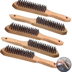 SPETLEK 5Pcs Wire Brush 4 Row Cleaning Wooden Handle Steel Multicolor SPETLEK 5Pcs Wire Brush 4 Row Cleaning Wooden Handle Steel Multicolor
