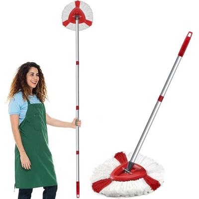 VOGREX Spin Mop Head Replacement, Base, Handle for Vileda Turbo Microfibre Mop Refills in Red Red VOGREX Spin Mop Head Replacement, Base, Handle for Vileda Turbo Microfibre Mop Refills in Red Red