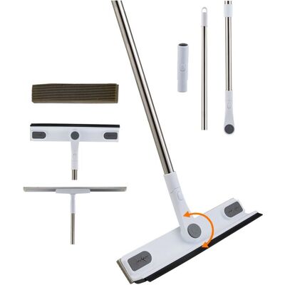 Living and Home 3-swapable-head Window Squeegee with Height Adjustable Long Handle Cleaning Tool Set in White White Living and Home 3-swapable-head Window Squeegee with Height Adjustable Long Handle Cleaning Tool Set in White White
