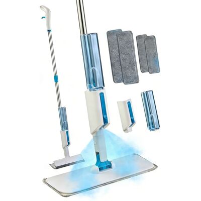 Living and Home 2-in-1 360° Rotating Spray Mop & Window Squeegee Scrub 350ML Water Tank with 4 Pads (Replaceable) for Dry Wet in White White Living and Home 2-in-1 360° Rotating Spray Mop & Window Squeegee Scrub 350ML Water Tank with 4 Pads (Replaceable) for Dry Wet in White White