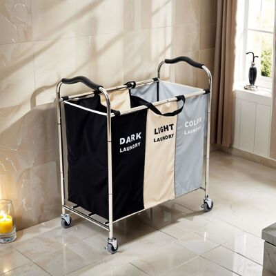 H&O Direct 240L 3-Section Laundry Basket with Wheels Multicolor H&O Direct 240L 3-Section Laundry Basket with Wheels Multicolor