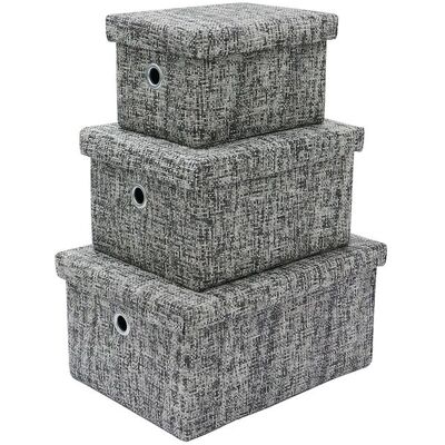 JVL Urban Set of 3 Storage Baskets - Medium Grey - Storage Baskets JVL Urban Set of 3 Storage Baskets - Medium Grey - Storage Baskets
