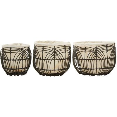 Orsina Sturdy Set Of 3 Rattan Baskets, Wicker Storage Baskets, Laundry, or Washing Bins, Ideal Decorative Hampers in White White Orsina Sturdy Set Of 3 Rattan Baskets, Wicker Storage Baskets, Laundry, or Washing Bins, Ideal Decorative Hampers in White White