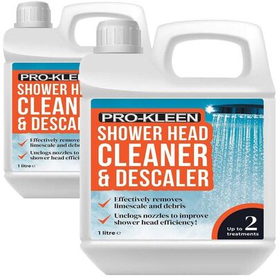 ProKleen Shower Head Cleaner & Descaler - Bacteria & Limescale Remover 2 x 1L in Clear Clear ProKleen Shower Head Cleaner & Descaler - Bacteria & Limescale Remover 2 x 1L in Clear Clear