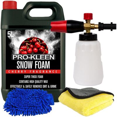 ProKleen Snow Foam Cherry 1 x 5L Karcher Compatible Lance Microfibre Cloth Mitt in White White ProKleen Snow Foam Cherry 1 x 5L Karcher Compatible Lance Microfibre Cloth Mitt in White White