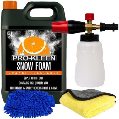 ProKleen Snow Foam Orange 1 x 5L Karcher Compatible Lance Microfibre Cloth Mitt in White White ProKleen Snow Foam Orange 1 x 5L Karcher Compatible Lance Microfibre Cloth Mitt in White White
