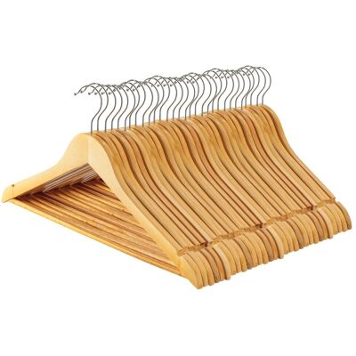 Harbour Housewares 30x Strong Wooden Coat Hangers with 360 Degree Rotatory Hook in Natural Size: 30 Pack Natural 30 Pack Harbour Housewares 30x Strong Wooden Coat Hangers with 360 Degree Rotatory Hook in Natural Size: 30 Pack Natural 30 Pack