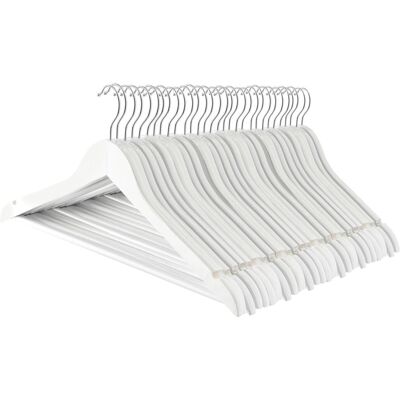 Harbour Housewares 30x Strong Wooden Coat Hangers with 360 Degree Rotatory Hook in White Size: 30 Pack White 30 Pack Harbour Housewares 30x Strong Wooden Coat Hangers with 360 Degree Rotatory Hook in White Size: 30 Pack White 30 Pack