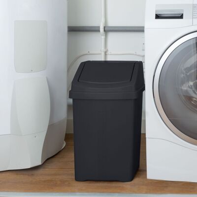Wham High Grade 25L Plastic Flip Top, 25Ltr Medium Waste Bin in Midnight Midnight Wham High Grade 25L Plastic Flip Top, 25Ltr Medium Waste Bin in Midnight Midnight