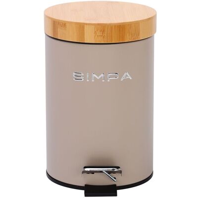 simpa 3L Soft-Closing Pedal Dustbin with Bamboo Lid in Taupe Taupe simpa 3L Soft-Closing Pedal Dustbin with Bamboo Lid in Taupe Taupe