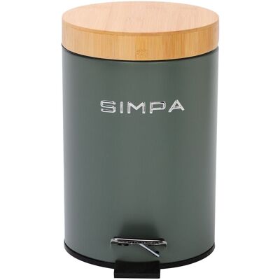 simpa 3L Soft-Closing Pedal Dustbin with Bamboo Lid in Green Green simpa 3L Soft-Closing Pedal Dustbin with Bamboo Lid in Green Green