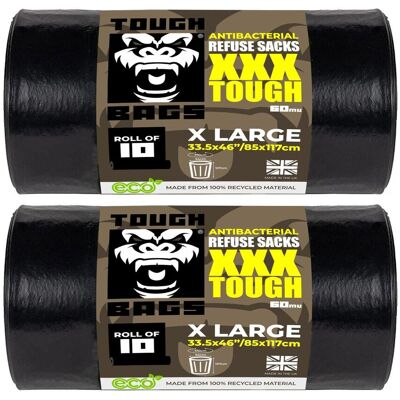 Tough Bags Antibacterial Refuse Bags 85 x 117cm 60μm - 2 x 10 Bag Roll in Black Size: 85 x 117 cm Black 85 x 117 cm Tough Bags Antibacterial Refuse Bags 85 x 117cm 60μm - 2 x 10 Bag Roll in Black Size: 85 x 117 cm Black 85 x 117 cm