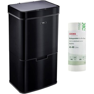 Cooks Professional Recycling Sensor Bin 75L with 25 Biodegradable Bin Bags in Black Black Cooks Professional Recycling Sensor Bin 75L with 25 Biodegradable Bin Bags in Black Black