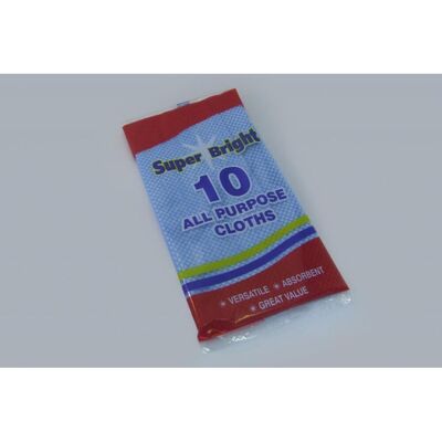 Superbright Cleaning Cloths (Pack of 10) in White White Superbright Cleaning Cloths (Pack of 10) in White White