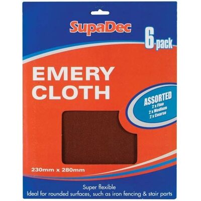 SupaDec Emery Cleaning Cloths - Pack of 6 - Red - One Size - Cleaning Cloths SupaDec Emery Cleaning Cloths - Pack of 6 - Red - One Size - Cleaning Cloths