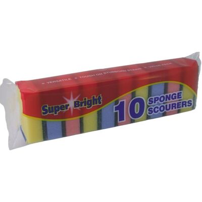 Superbright Sponge Scourers (Pack of 10) Multicolor Superbright Sponge Scourers (Pack of 10) Multicolor