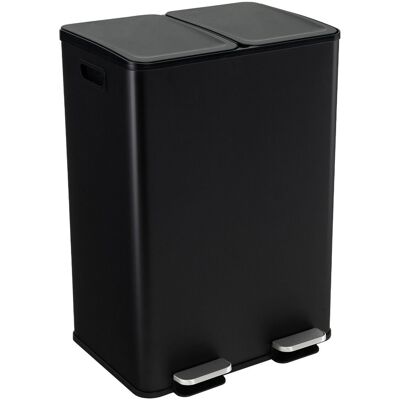Costway 60L Dual Compartment Trash Can 2 x 30L Trash Bin with 2 Deodorizer Compartments in Black Black Costway 60L Dual Compartment Trash Can 2 x 30L Trash Bin with 2 Deodorizer Compartments in Black Black