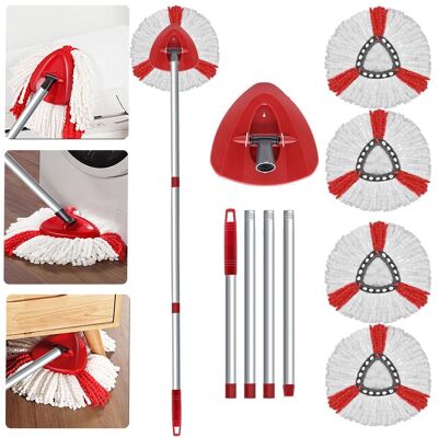 Hinsinc Spin Mop Head Replacement, Base, Handle for Vileda Turbo Microfibre Mop Refills in Red Red Hinsinc Spin Mop Head Replacement, Base, Handle for Vileda Turbo Microfibre Mop Refills in Red Red