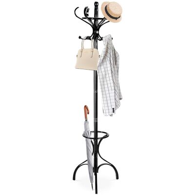 Costway Coat Rack Tree Birch Coat Stand Coat Hanger w/ Umbrella Holder& 12 Hooks in Black Black Costway Coat Rack Tree Birch Coat Stand Coat Hanger w/ Umbrella Holder& 12 Hooks in Black Black