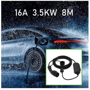 Living and Home Type 2 to 3 Pin Plug EV Charger Cable with LED Indicators-8m 16A in Black Black Living and Home Type 2 to 3 Pin Plug EV Charger Cable with LED Indicators-8m 16A in Black Black
