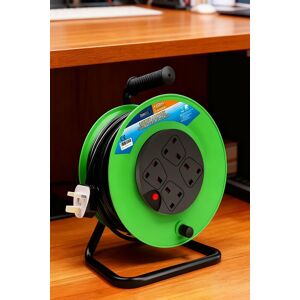 Living and Home 4 Outlets Retractable Cable Reel 50M Cord in Green Green Living and Home 4 Outlets Retractable Cable Reel 50M Cord in Green Green