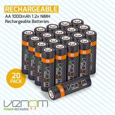 Venom - AA 1000mAh - 20 Pack - Black - Battery Venom - AA 1000mAh - 20 Pack - Black - Battery