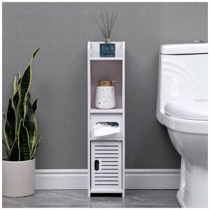 Living and Home Freestanding Wooden Small Slim Bathroom Cabinet in White White Living and Home Freestanding Wooden Small Slim Bathroom Cabinet in White White