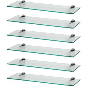 Harbour Housewares 6x Floating Glass Shelves - 60cm - Bathroom Shower Storage Display in Silver Silver Harbour Housewares 6x Floating Glass Shelves - 60cm - Bathroom Shower Storage Display in Silver Silver
