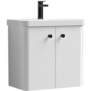 Balterley Bathroom Wall Hung 2 Door Vanity Unit Basin, White/Matt Black, 579mm in White White Balterley Bathroom Wall Hung 2 Door Vanity Unit Basin, White/Matt Black, 579mm in White White