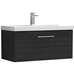 Balterley Wall Hung 2 Drawer Vanity Unit with Mid-Edge Ceramic Basin in Black Black Balterley Wall Hung 2 Drawer Vanity Unit with Mid-Edge Ceramic Basin in Black Black