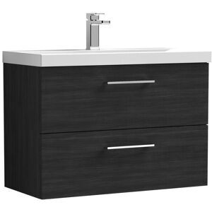 Balterley Wall Hung 2 Drawer Vanity Unit with Mid-Edge Ceramic Basin in Black Black Balterley Wall Hung 2 Drawer Vanity Unit with Mid-Edge Ceramic Basin in Black Black