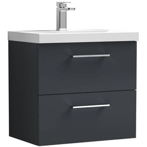 Balterley Wall Hung 2 Drawer Vanity Unit with Mid-Edge Ceramic Basin in Grey Grey Balterley Wall Hung 2 Drawer Vanity Unit with Mid-Edge Ceramic Basin in Grey Grey
