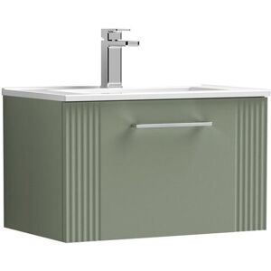 Balterley Wall Hung 1 Drawer Vanity Unit - Minimalist Basin 600mm, Satin Green Green Balterley Wall Hung 1 Drawer Vanity Unit - Minimalist Basin 600mm, Satin Green Green