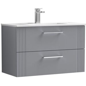 Balterley Wall Hung 2 Drawers Vanity Unit - Minimalist Basin 800mm, Satin Grey Grey Balterley Wall Hung 2 Drawers Vanity Unit - Minimalist Basin 800mm, Satin Grey Grey