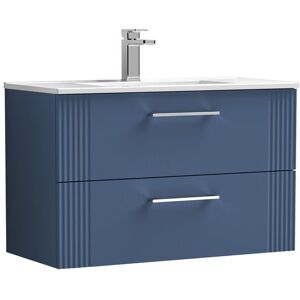 Balterley Wall Hung 2 Drawers Vanity Unit - Minimalist Basin 800mm, Satin Blue Blue Balterley Wall Hung 2 Drawers Vanity Unit - Minimalist Basin 800mm, Satin Blue Blue
